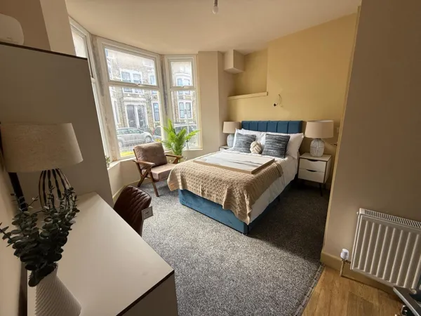 Bedroom with original bay windows